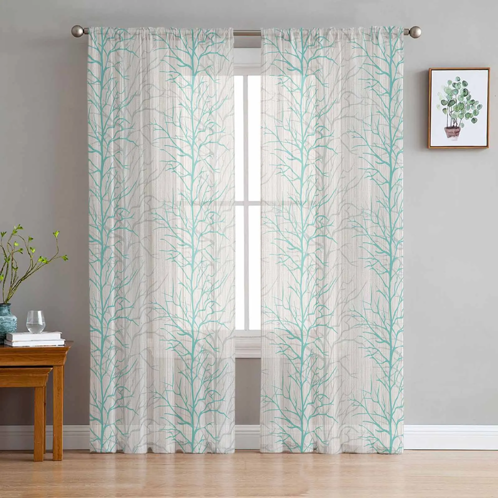 Overlay Of Tree Branch Loop Diagram Voile Sheer Curtains Living Room Window Tulle Curtain Kitchen Bedroom Drapes Home Decor