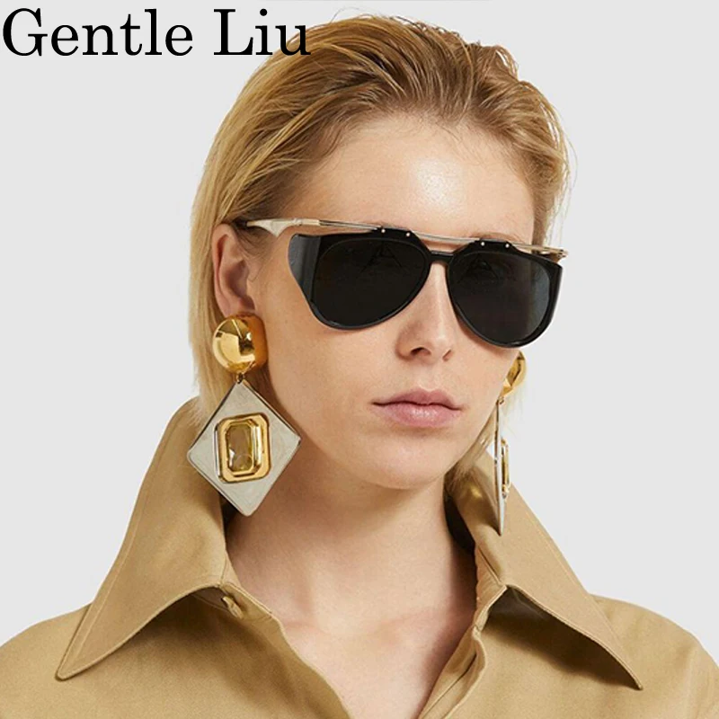 

Oversized Oval Y2K Punk Sunglasses Women Men 2024 Luxury Brand Vintage Metal Frame Sun Glasses For Ladies Fashion Round Eyewear