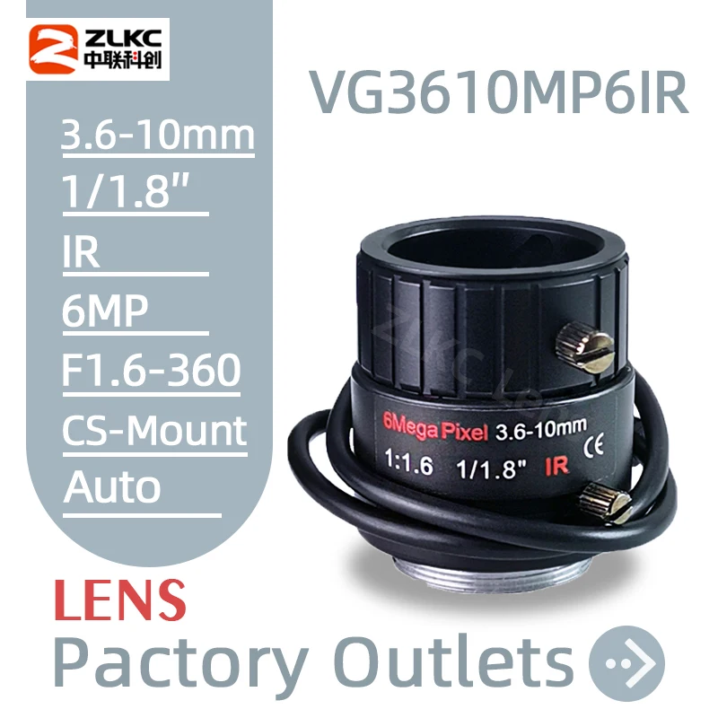 CCTV Lens CS-Mount 3.6-10 mm Manual Varifocal Auto Iris for Surveillance Cmaera and Secutiry Camera 6.0 Megapixel IP Camera Lens