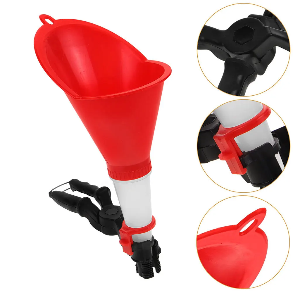 قمع تعبئة زيت المحرك العالمي القابل للتعديل، تصميم بدون انسكاب للسيارات والدراجات النارية ومجموعة أدوات تغيير زيت السيارات