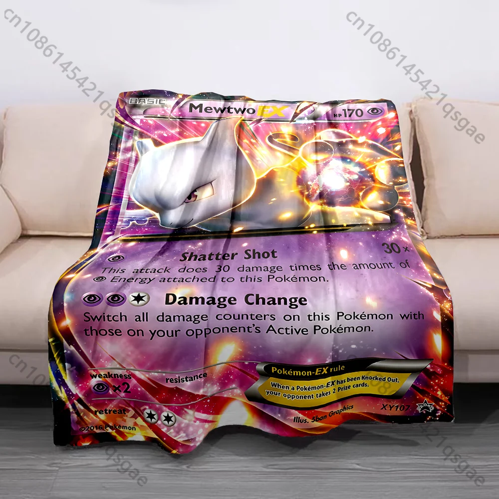 6 Sizes Pokémon Cards  Mewtwo Printed Blanket Childr Adult Blanket Soft  Warm Bedding for Bed Sofa Outdoor Travel Cover Blankets