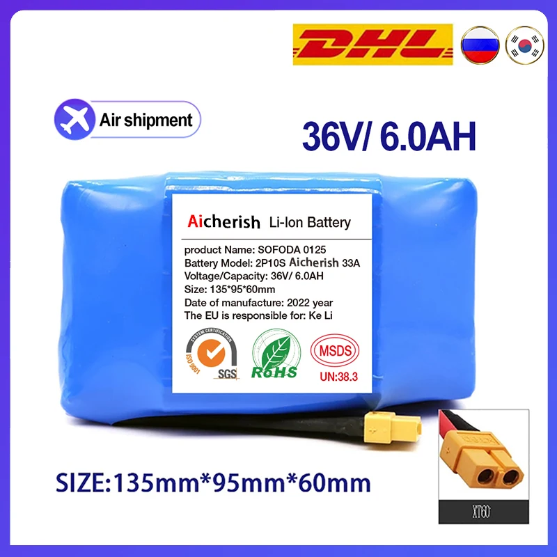 New 36V 4400mAh 6000mAh Rechargeable Lithium Battery Pack,for Electric Self Balancing Scooter Hover Board Unicycle Battery