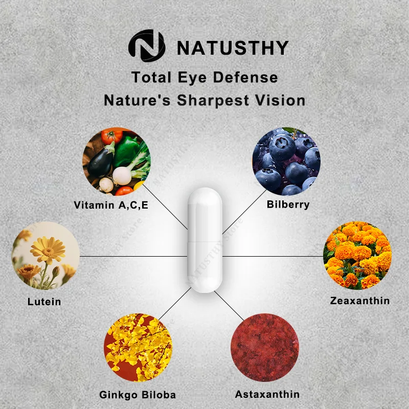 2-in-1 Eye & Brain Capsules - Rich in Lutein + Zeaxanthin - For Blocks blue light, Relieves Eye Fatigue, Improves Cognition