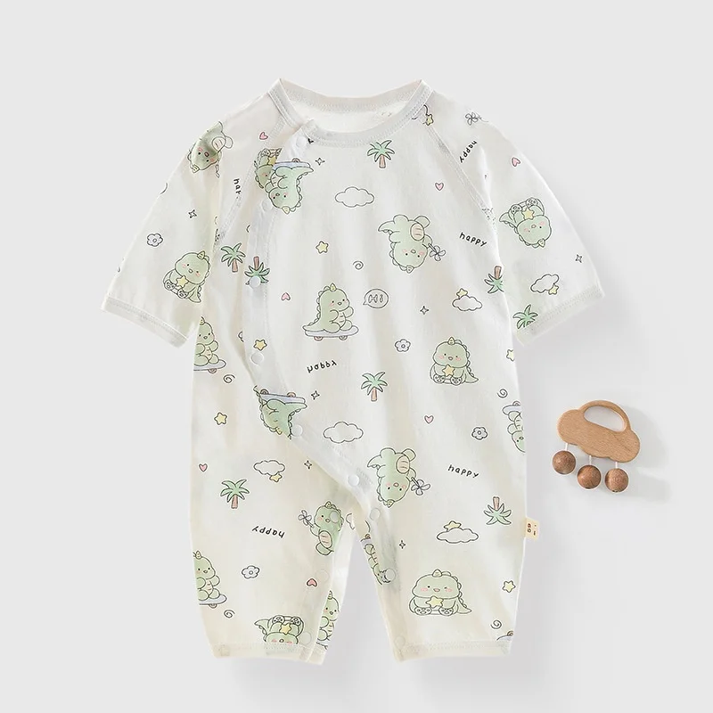 

2026 Summer Breathable 0-2Y Baby jumpsuits Cartoon Printing Toddler Girl Rompers Soft Long Sleeve Infants Clothes