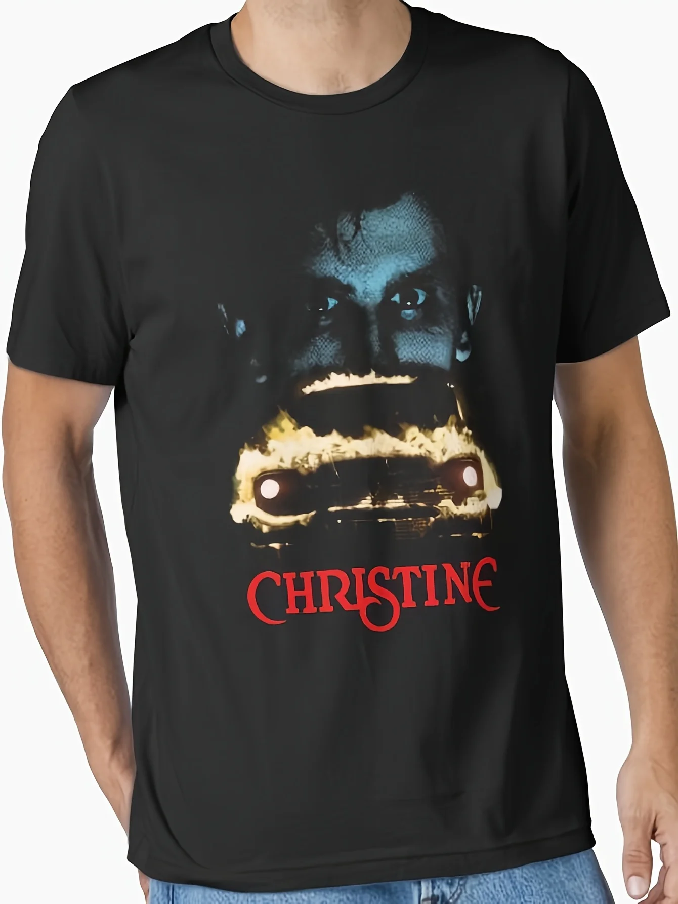 CHRISTINE Facial Anime | Men's Casual Round Neck T-shirt Printed Pattern, Suitable for Four Seasons Street Dressing