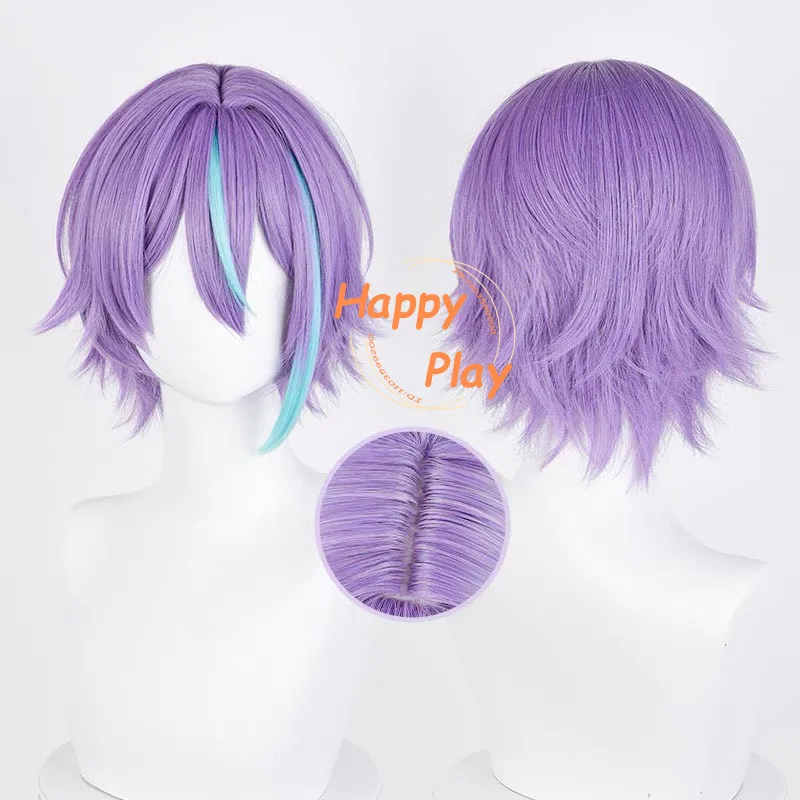 2 Styles Anime Kamishiro Rui Cosplay Wig Blue Purple Mixed Wigs Heat Resistant Synthetic Hair Halloween Unisex Wigs + Wig Cap