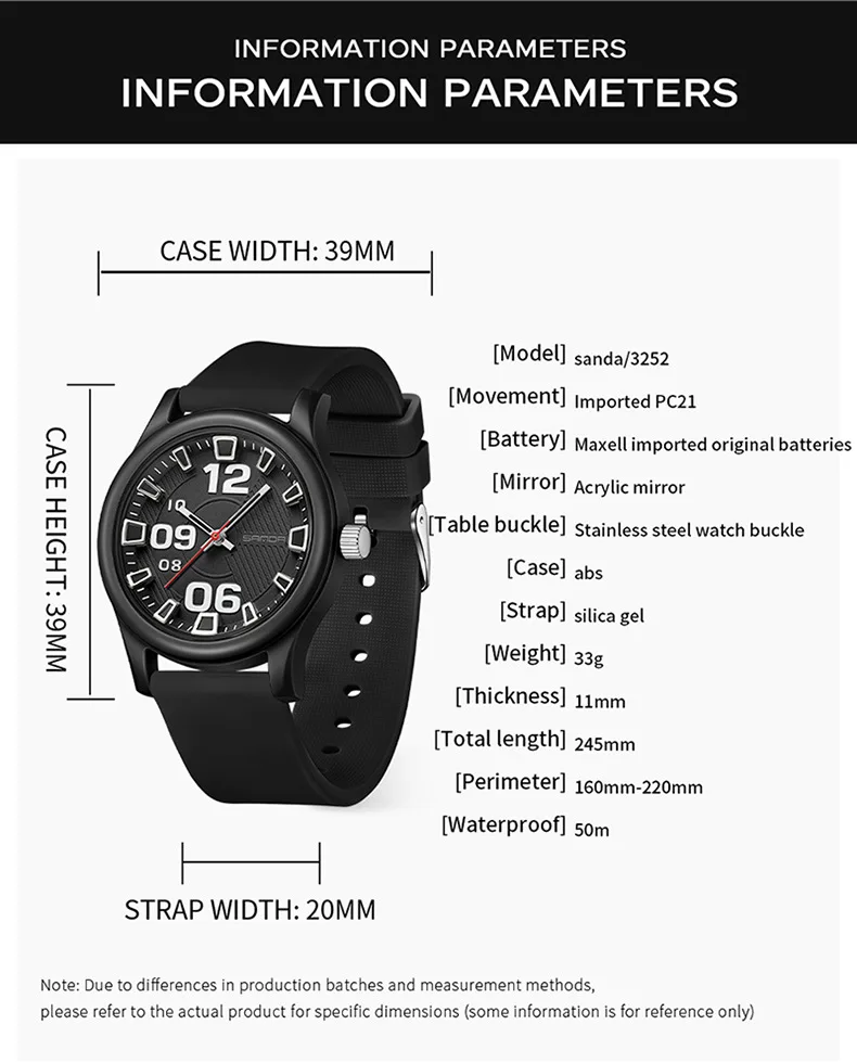 SANDA 3252 Orologio da boutique da donna con cinturino in morbido silicone Orologio al quarzo per studenti alla moda e semplice Regalo impermeabile in stile popolare