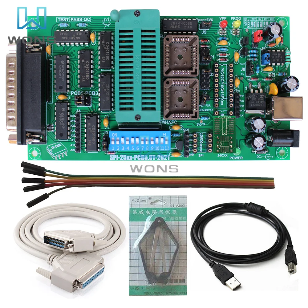 Diymore SPI 25xx PCB5.0T-2021 Willem EPROM Programmer BIOS009 PIC Support 0.98d12 Promotion Clip PLCC32+SOIC 8 Pin Adapter