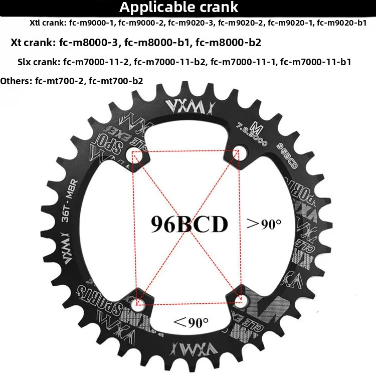 VXM Mountain bike 96BCD XT M7000 M9020 M9000 M8000 disc, positive and negative teeth single disc