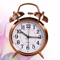 1pc Luminous Alarm Clock Metal Household Classic Desktop Bell Silent Wake Up Gift Home Bedroom Decorative Night Light