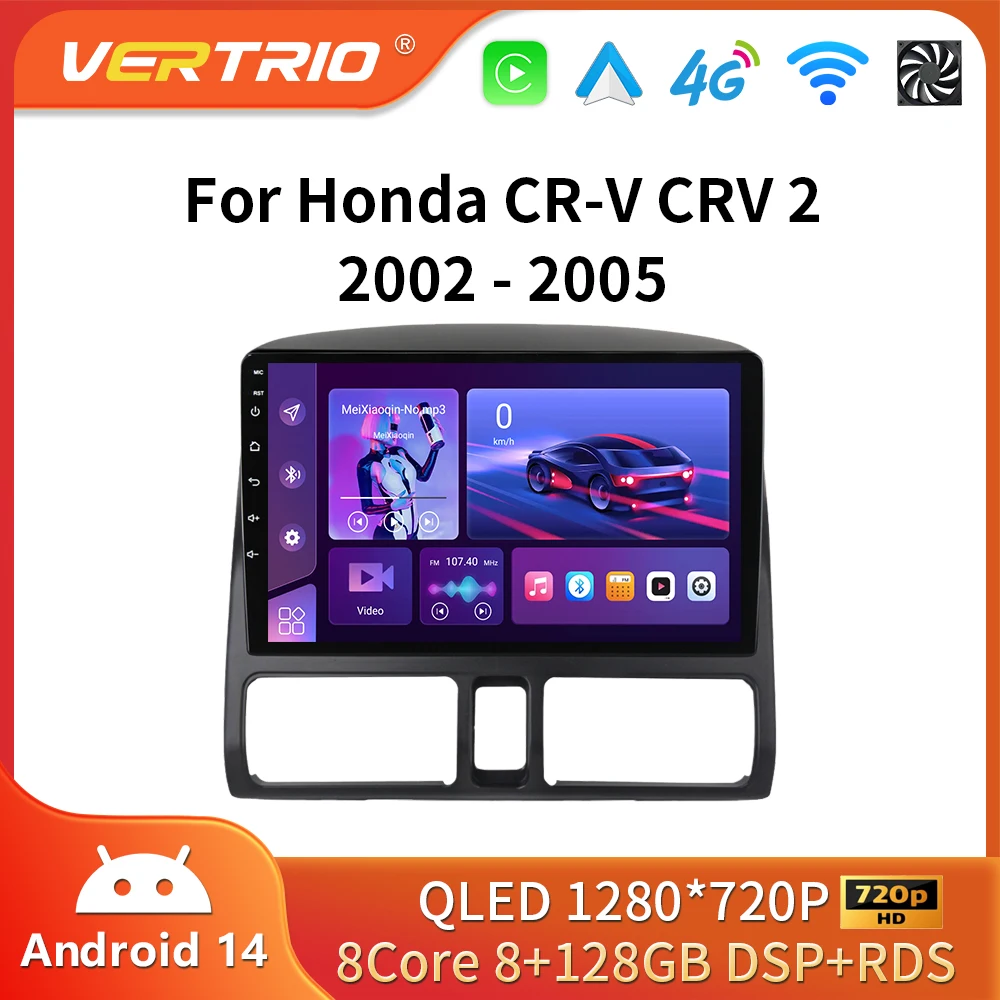 9 inch Android 16 Car Radio Multimedia Video Player For Honda CR-V CRV 2 2001 - 2006 4G GPS Navi Bluetooth Carplay Auto Button