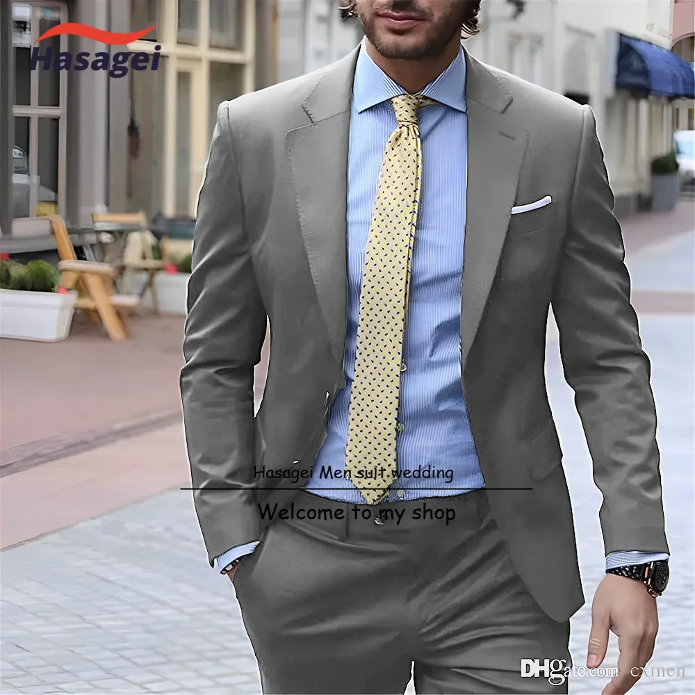 Abito da uomo elegante blu Navy abbigliamento da lavoro formale da lavoro pantaloni Slim Fit giacca 2 pezzi smoking da sposa sposo