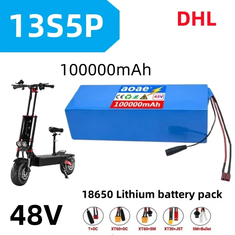 

48V 100Ah 13S5P Lithium-Ion Battery Pack 100000mAh for 54.6V Electric Bicycles Scooters with 1000W BMS And Compatible Charger