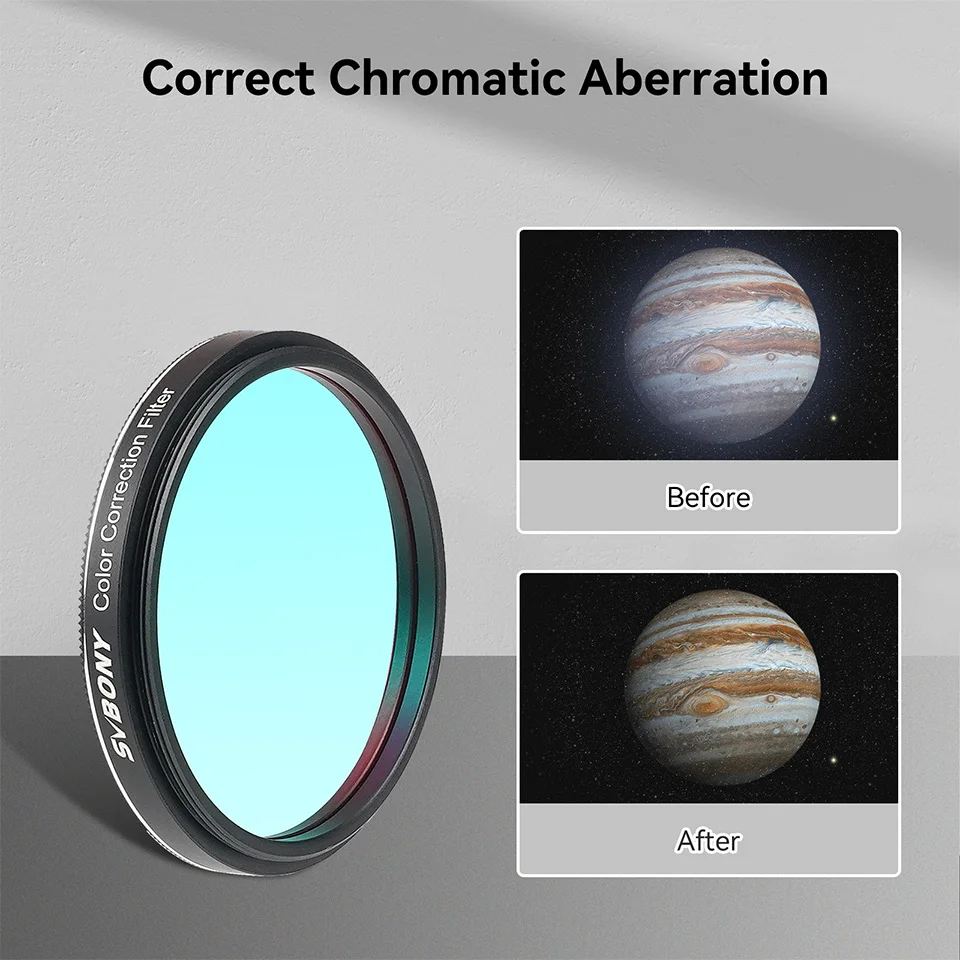 Imagem -03 - Svbony Sv231 Filtro de Correção de Cor para Telescópio M48x0.75 Rosca Dupla Comprimento de Onda de 3001200nm com Revestimento Antirreflexo ar