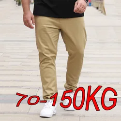Large Size 48 50 Mens Straight Cut Cotton Slack Casual Trousers Khaki Black Long Pants