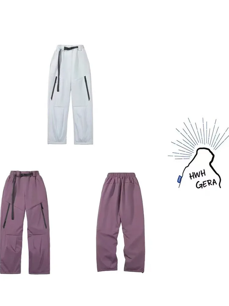 

Thiened Fce Winter Casual Pants Women's Outdoor Sports Trousers Windproof Waterproof down Cotton Trousers for Couples