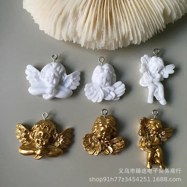 5pcs baroque gilded cherub angel Pendant Charms for Necklace Bracelet Earrings Jewelry Making Diy Findings