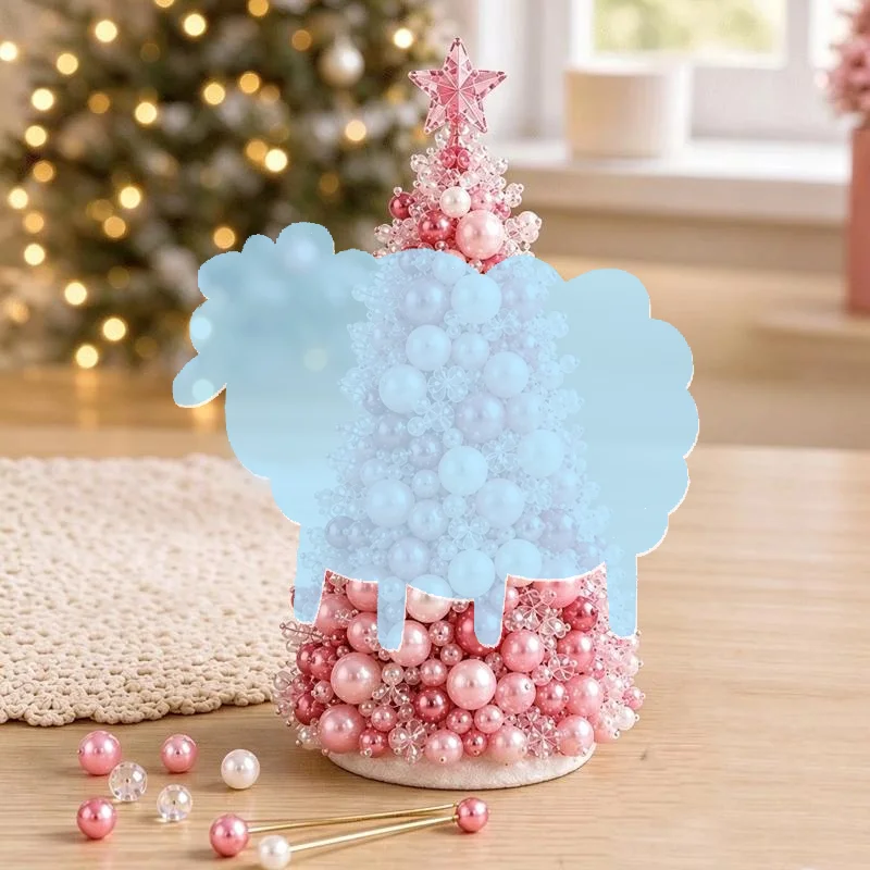 DIY Mini Beaded Christmas Tree Kit Crystal Bead with Star Topper Creative Art Craft Set for Adult Kid Xmas Decoration