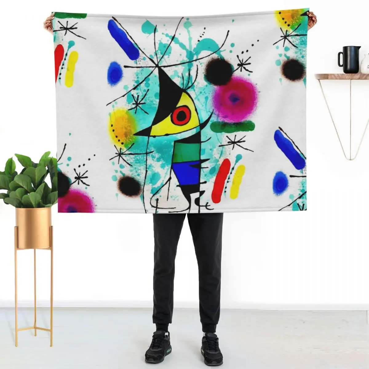 

Joan Mir3 Abstract Surrealism - 'The Singing Fish' Throw Blanket Luxurious Soft Fuzzy Blanket for Sofa Bed
