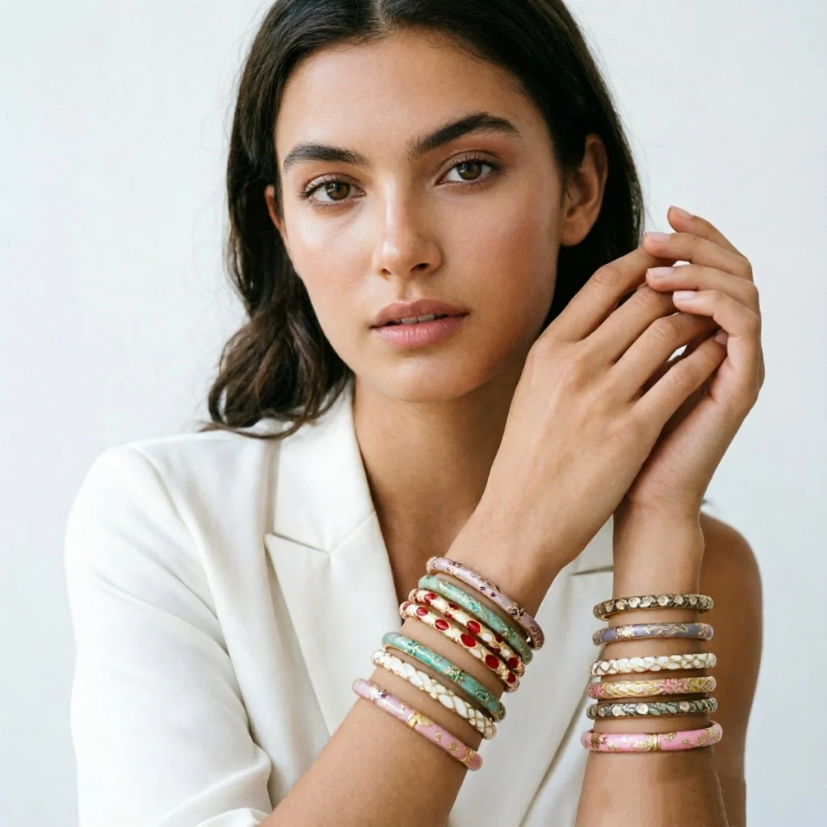 Mehrfarbige, mit tropfendem Öl bedruckte Blumen-Manschettenarmbänder für Damen und Herren, Vintage Boho Blatt Unregelmäßige Ovale Geometrische Armreifen Schmuck – Detail 21