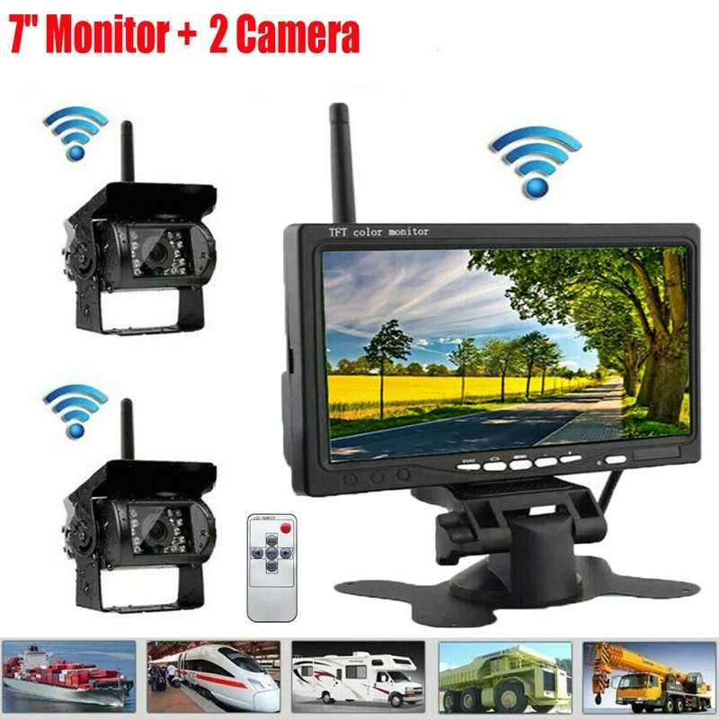 

12-24V Wireless Rear View Camera Infrared Lights Night Vision For Trucks RV 7 Inch Car Monitor With Reverse Image System