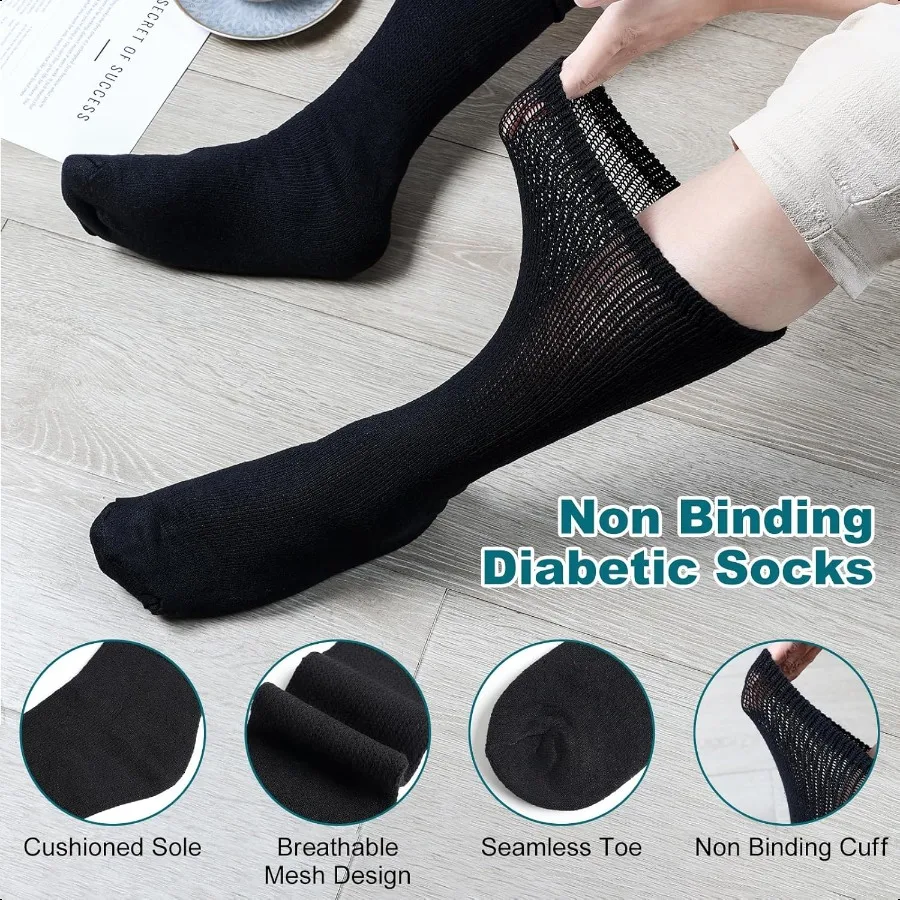 Calzini per diabetici Appd per medici per uomini e donne, top ampio e largo per l'equipaggio