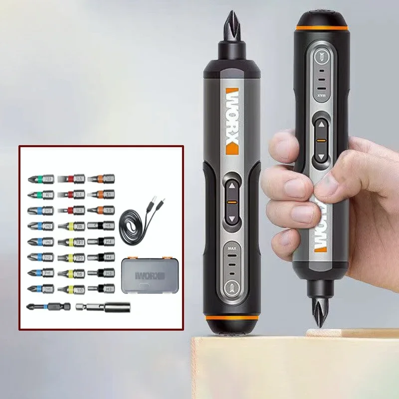 Worx 4V Mini Electrical Screwdriver Set WX240 Cordless Electric Screwdriver USB Handle with 26 Bit Set Drill Power Tool for Home