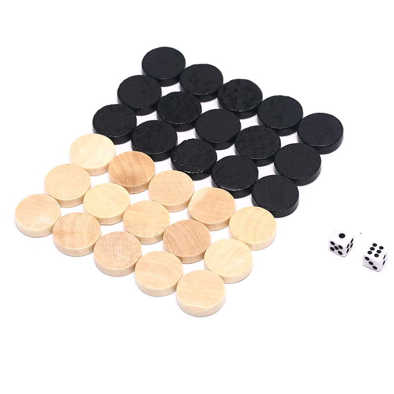 

{NN72} 30 Pcs Checkers Chess Piece For Kids Board Game Learning Camping With 2pcs Dice