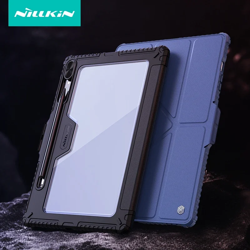 For Samsung Galaxy Tab S9/S9 Ultra/S9 Plus Case Nillkin Slide Camera Cover All Coverage Auto Wake Flip Leather Case