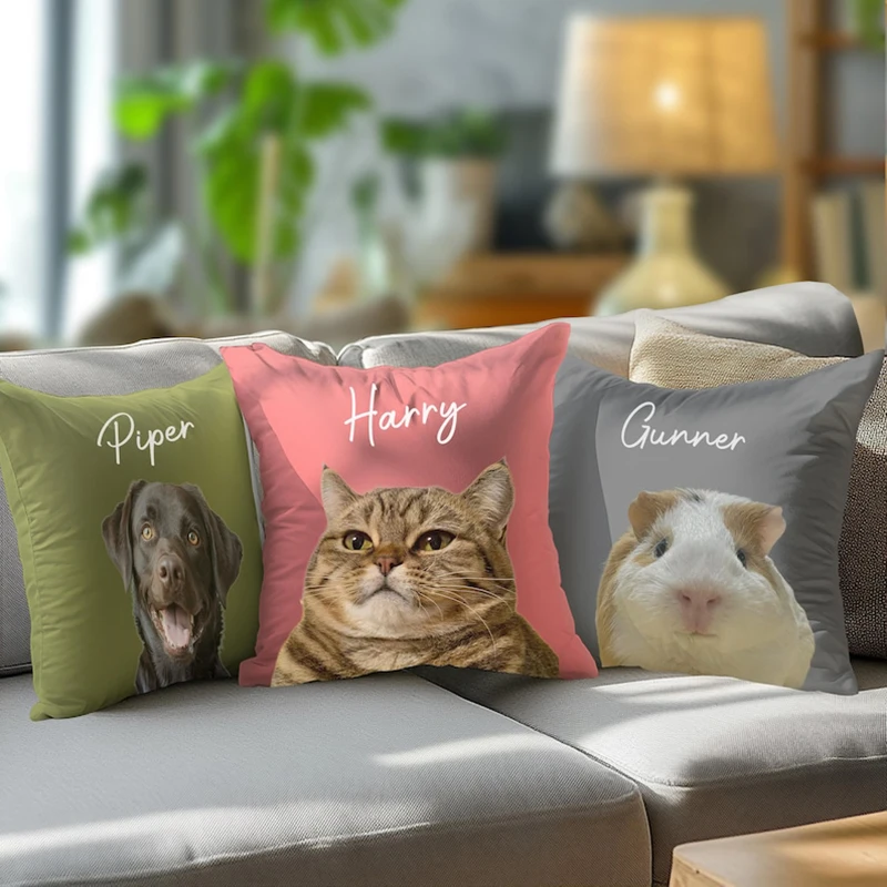 Custom Pet Pillow with Photo and Name Personalized Memorial Gift for Dog Cat Lovers Home Decor for Sofa Bedroom Loss of Pet Gift