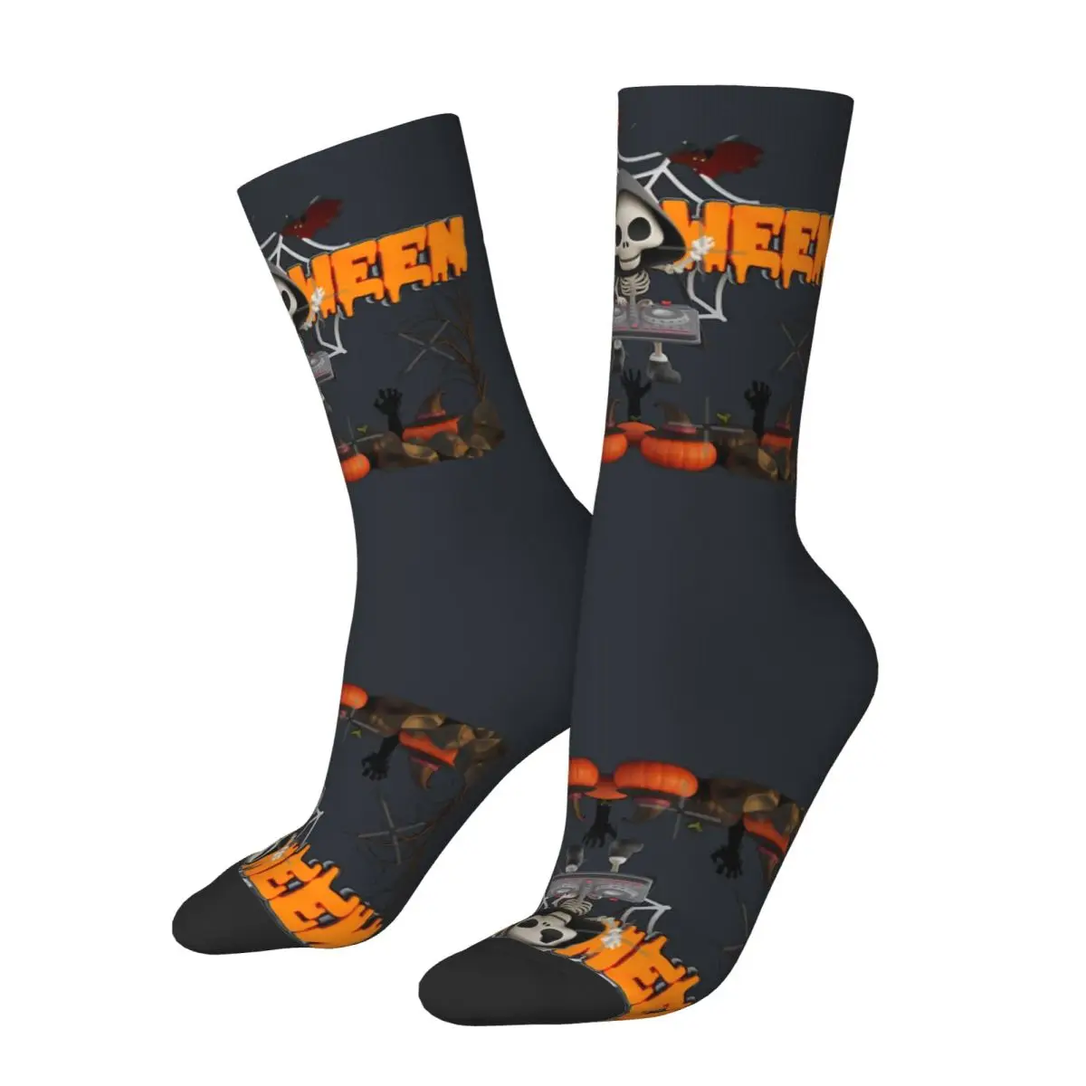 Happy Halloween Party With The Best DJ Mummy Men's Socks Harajuku hip hop halloween Novelty Crew Sock Printed official-website