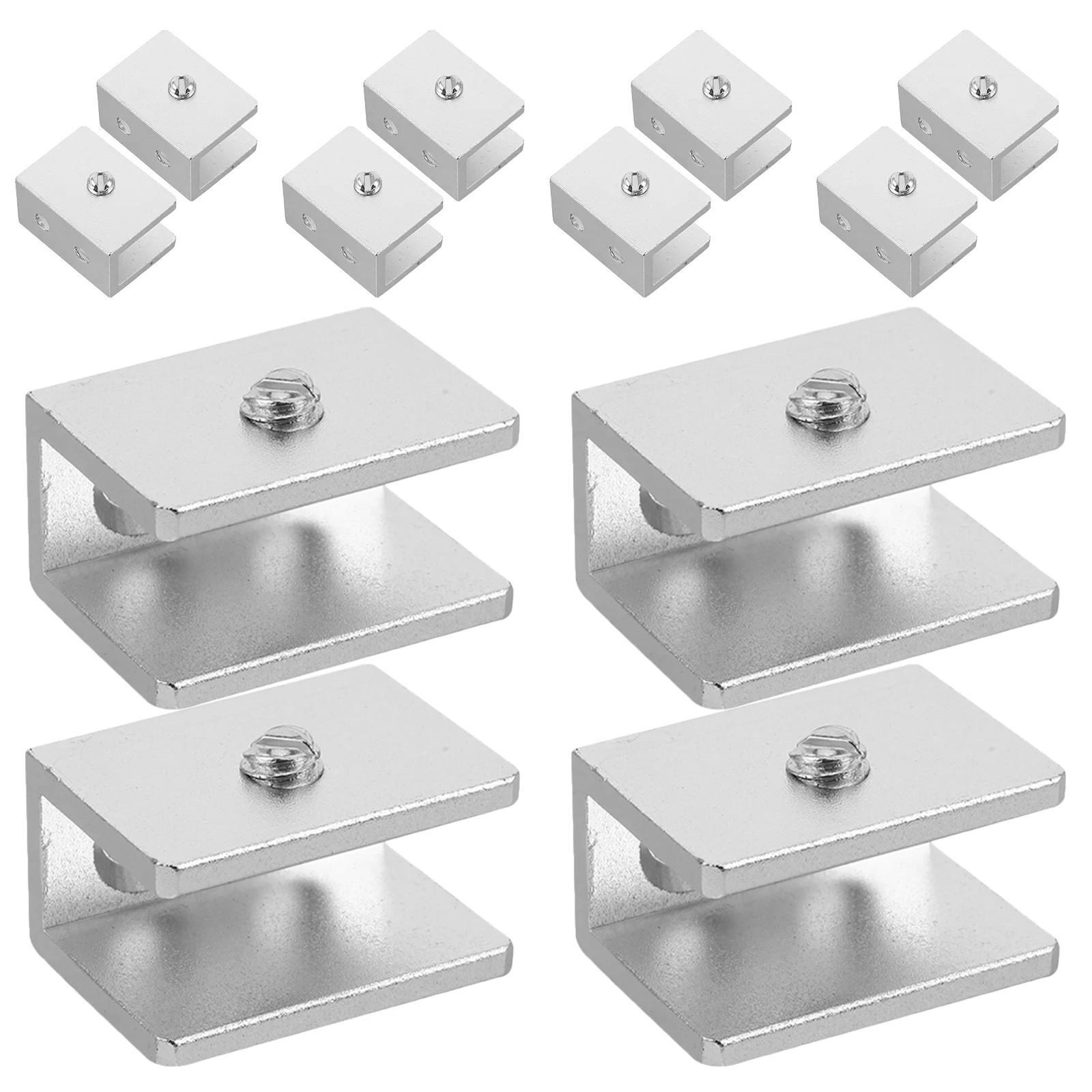 

12pcs Glass Laminated Shelf Bracket Fixing Clips Set Aluminum Heavy Duty Square Shelf Clip Partition Clip Hardware Accessories