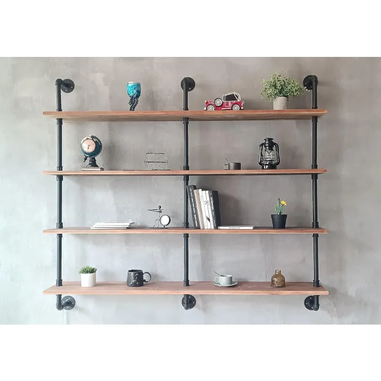 

Floating Shelves Wall Bookshelf Industrial Pipe Shelving Shelves 60 Inch Natural Wood Planks Rustic Wall Shelves