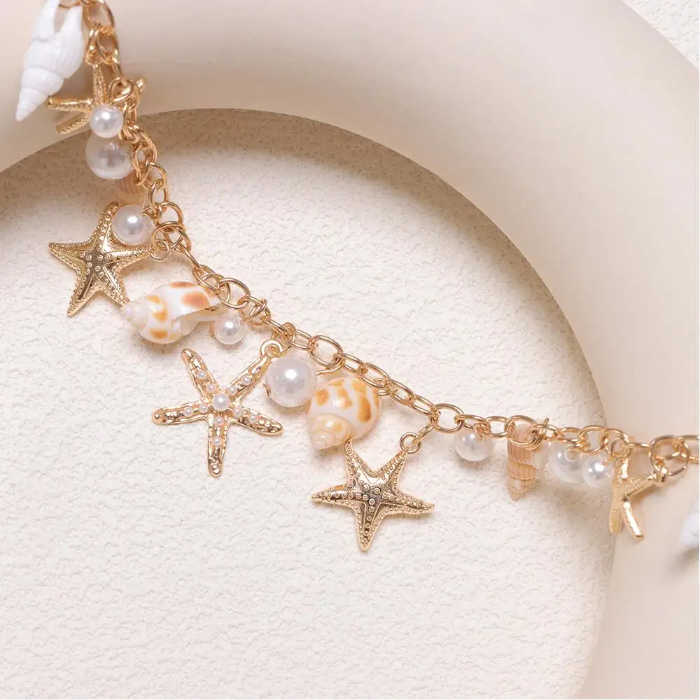 

Girl's Bag Imitate Starfish Conch Pearl Chain Handbags Accessories Bohemian Style Layered Handle Chain Metal Chain Pendant NEW