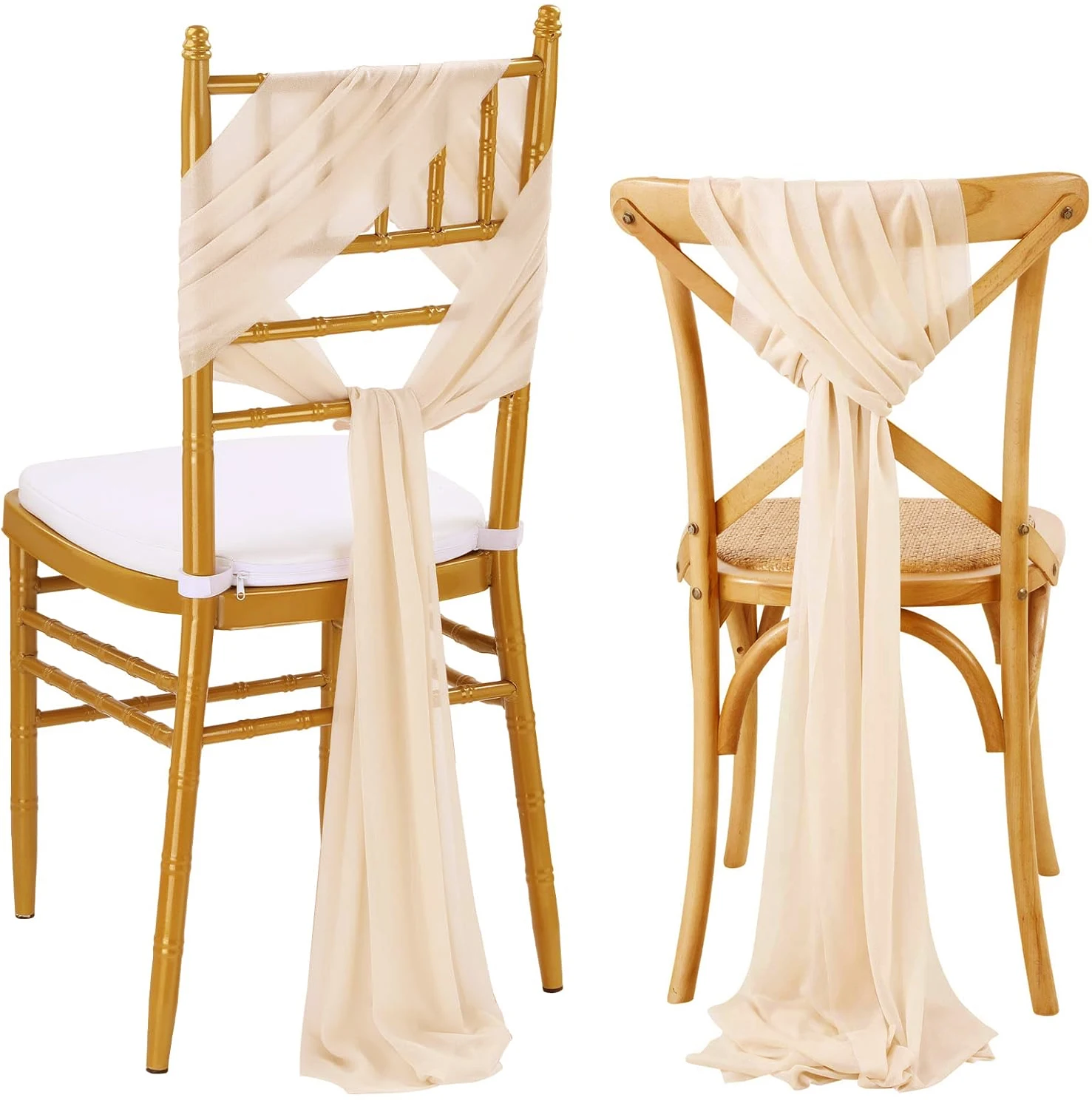 Set of 10 Like Chiffon Chair Sashes Wedding Chair Decoration For Aisle Decorations Party Banquet Event Baby Shower，17x250cm Long