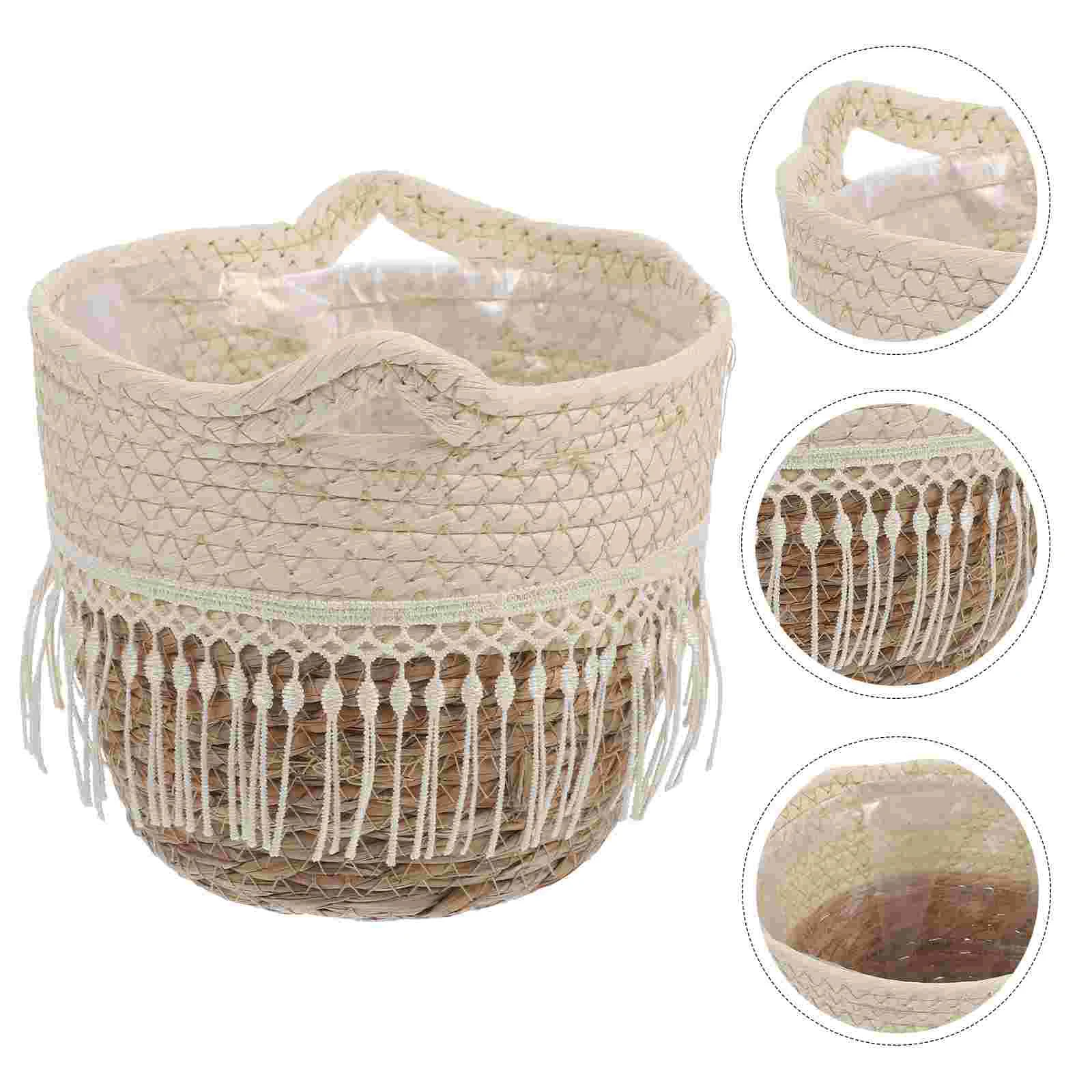 Rope Woven Plant Basket Flower Pot Container Decorative Planters for Indoor Plants