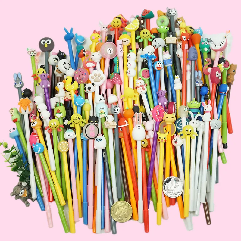 

50pcs Manufacturer Japan and South Korea creative cartoon pen lovely black neutral pen set office stationery student set pen