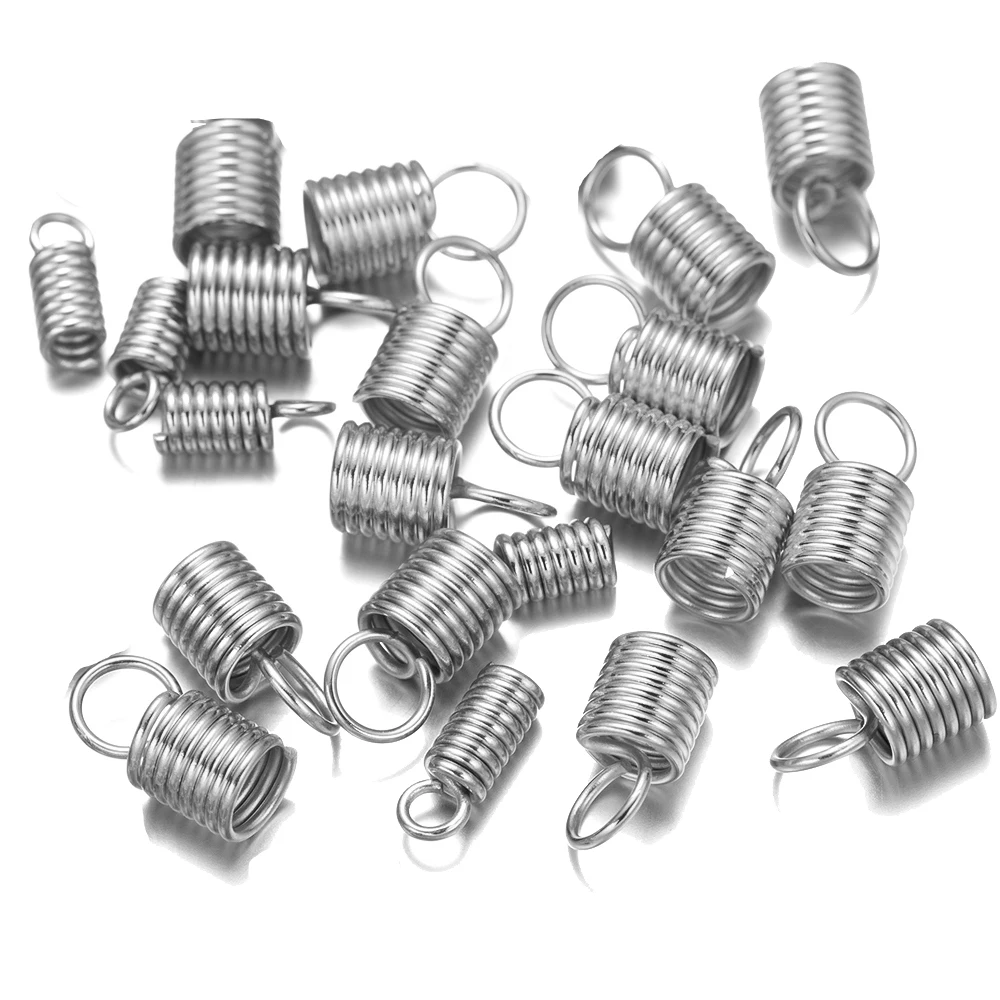 50Pcs Stainless Steel Spring Crimp Clasps Leather Cord Ends Caps Connectors For DIY Bracelets Necklace Jewelry Making Supplies