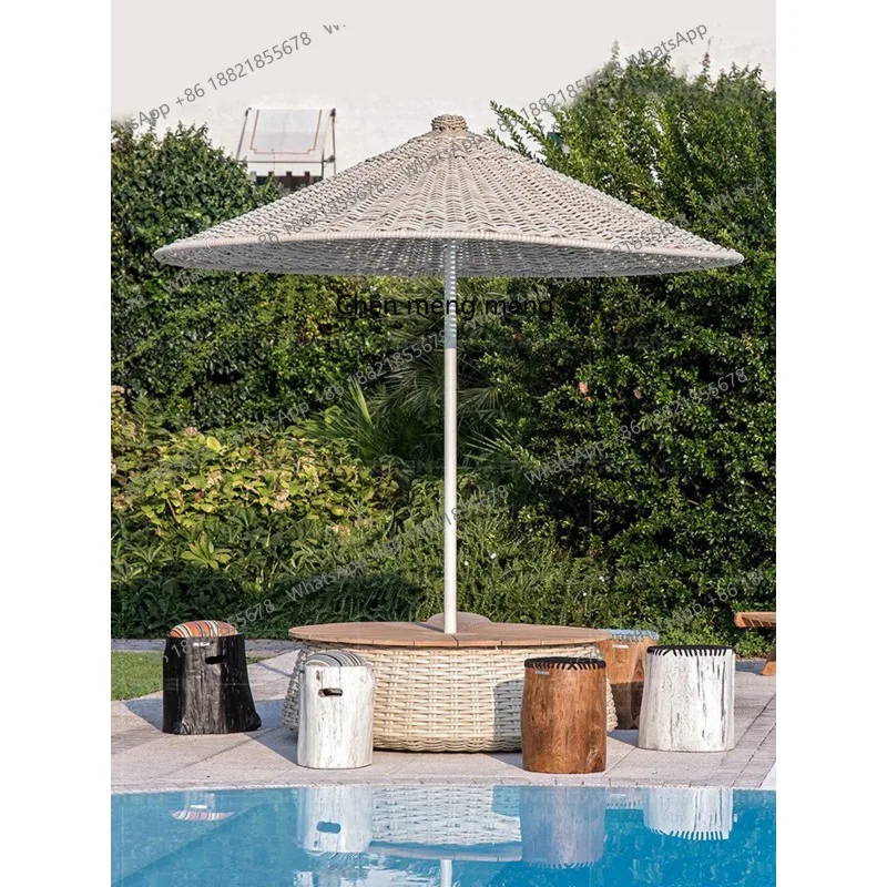 Sun umbrella, outdoor courtyard, open-air rattan bed and breakfast, beach, villa photo