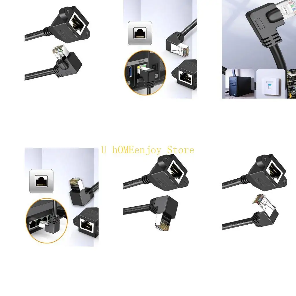B0KF Cat6 Ethernet Extender Cable 5 Angled Design FTP Shielded RJ45 Adapter Cord