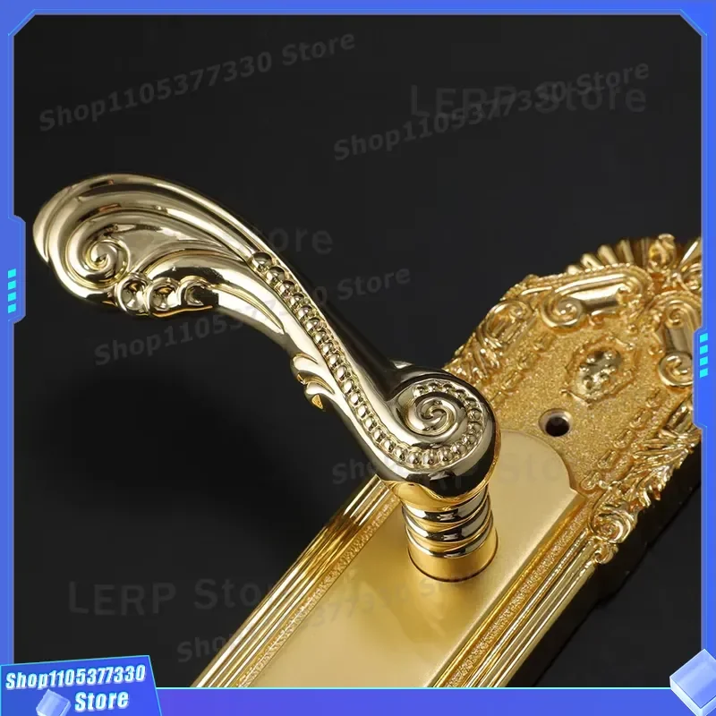 Modern Square Brass Door Handle PVD Gold Plated Copper Lever Lock Easy Install Luxury Interior Knurled Design for Home