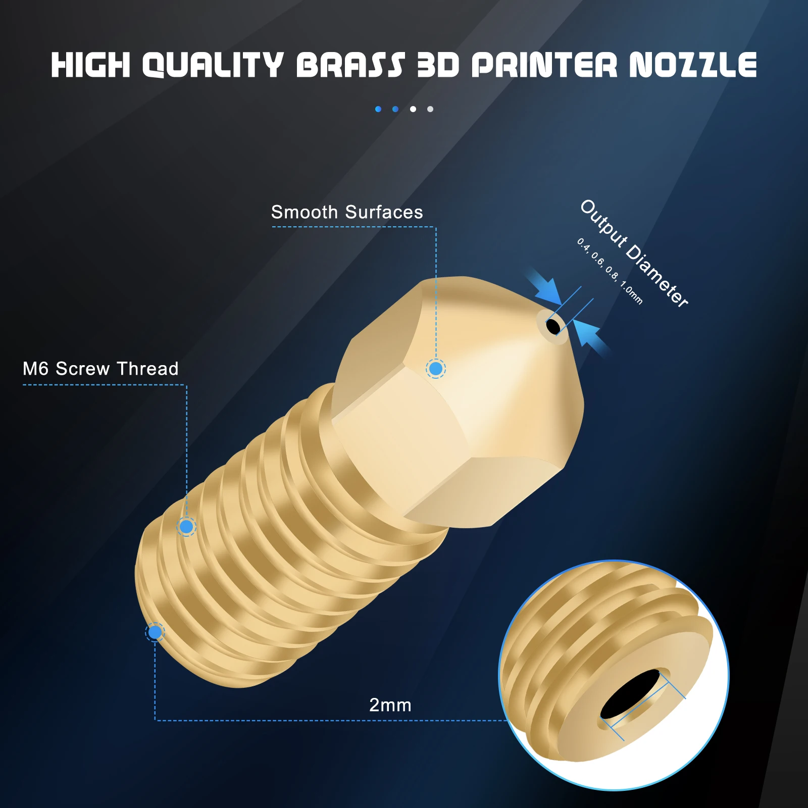 Brass Nozzle for AnkerMake M5 0.2mm-0.8mm