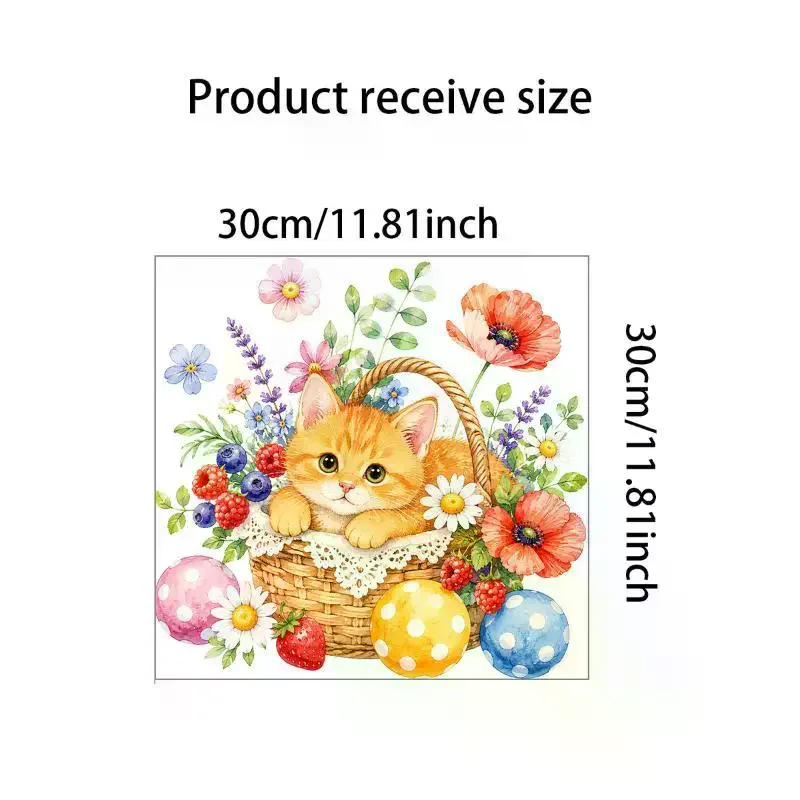 Self Adhesive Waterproof Toilet Sticker With Cute Orange Cat Floral Pattern For Bath Decor