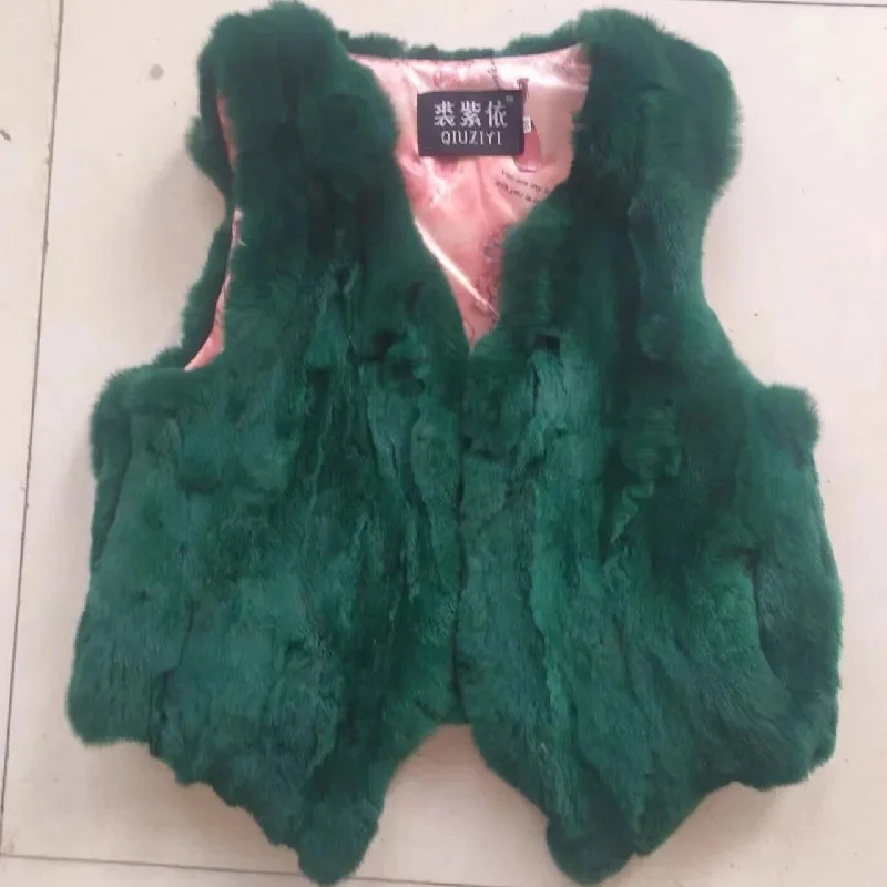 2023 New Celebrity Shows Thin True Rabbit Hair Fur Grass Rex Rabbit Hair Vest Leather Fur One Piece Coat Special Price Clearance