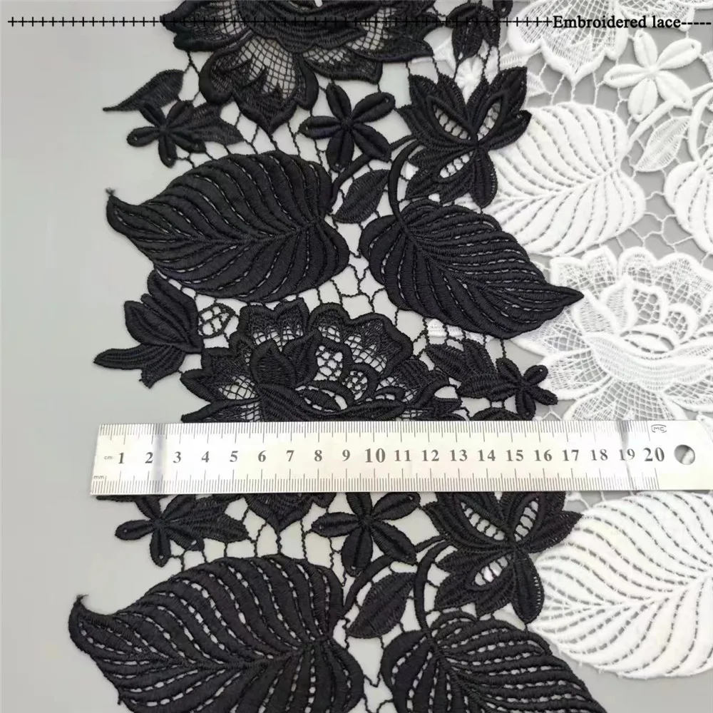 Flowers Embroidered Lace Trim Ribbon Wedding Applique DIY Manual Sewing Supplies Craft Decoration 19cm