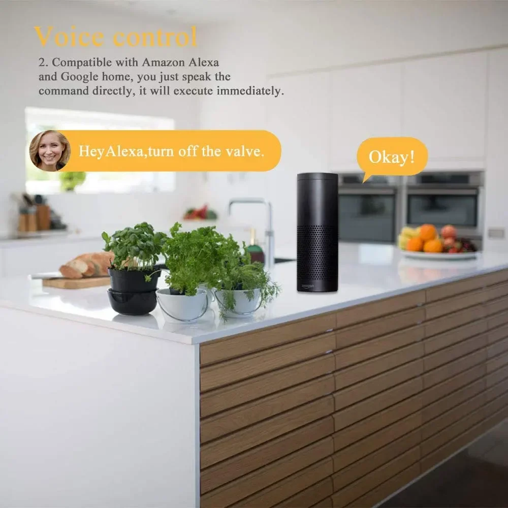 Tuya Smart Home WiFi EU vanne d'eau et de gaz minuterie à distance Compatible avec Amazon Alexa et Google Home Assistant