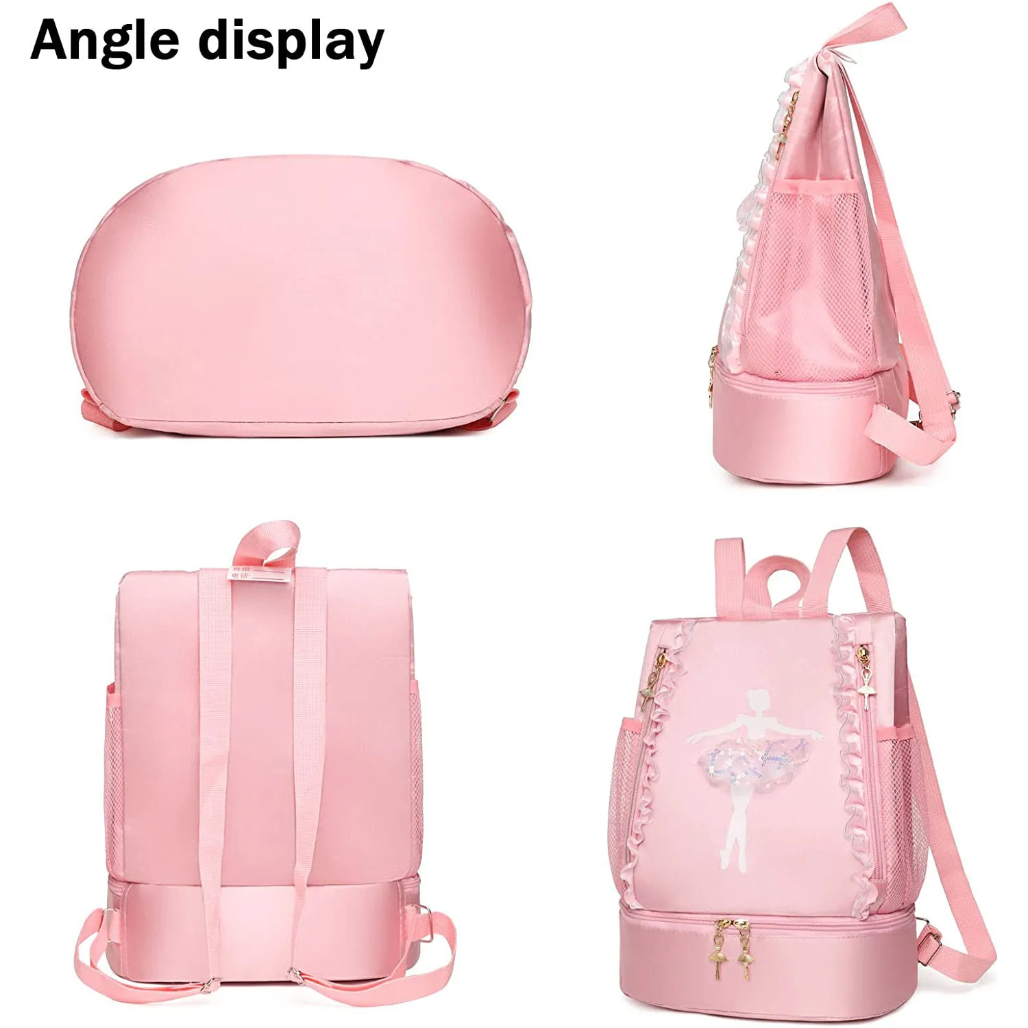 Personalised Embroidery Ballet Dance Backpack with Separate Shoe Compartment,Little Girls Ballerina Bag for Dance Toddler Bag