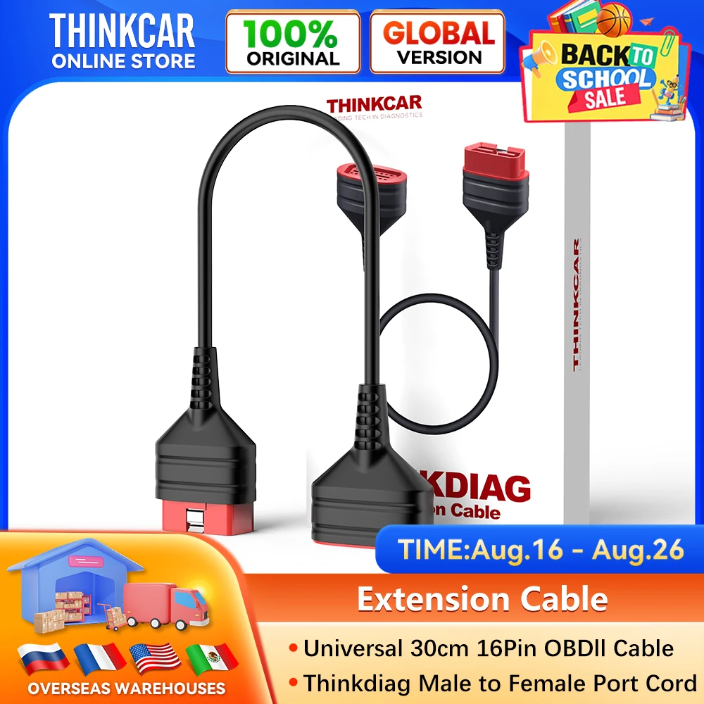 THINKCAR THINKDIAG Universal 16 Pin All Car OBD2 Extension Cable 60cm Length Car Diagnostic Extended Connector For BT200/PRO