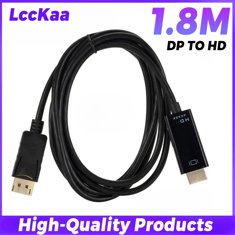 1,8M DP naar HDMI-compatibele kabel 4k DisplayPort naar HD-adapter Man-vrouw DisplayPort naar HDTV-converter voor monitorprojector