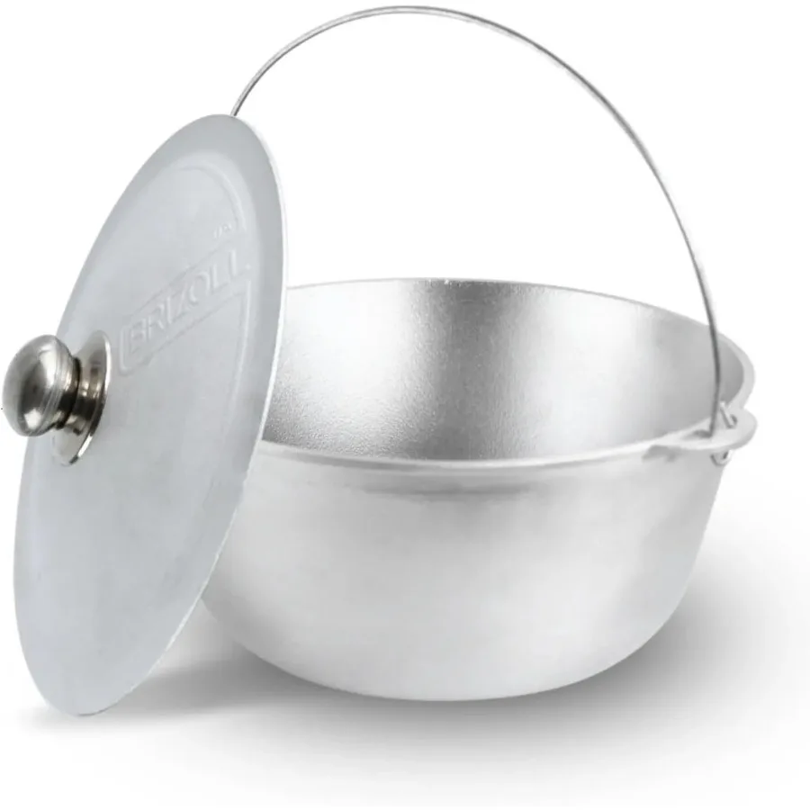 وعاء طبخ حريق من الألومنيوم مع مقبض وغطاء، كازان من الألومنيوم المصبوب، مرجل، وعاء فرن هولندي، وعاء عميق خارجي للوحة النار